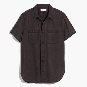 Madewell Men’s Black Denim Short Sleeve Shirt, Men’s Medium